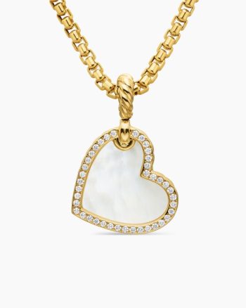 DY Elements® Heart Amulet|18K Yellow Gold with Mother of Pearl and Diamonds, 18.7mm