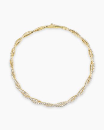 Floating Diamonds Pavé Twist Necklace|Yellow Gold