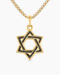 Star of David Amulet|18K Yellow Gold with Forged Carbon, 25mm