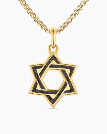 Star of David Amulet|18K Yellow Gold with Forged Carbon, 25mm