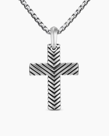 Chevron Cross Pendant|Sterling Silver, 36mm