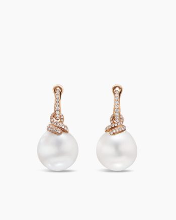 DY Lumina Pearl Drop Earrings|Rose Gold with Diamonds