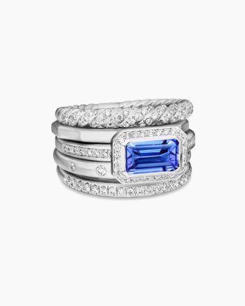 Stax Five Row Ring|18K White Gold with Tanzanite and Diamonds, 14mm