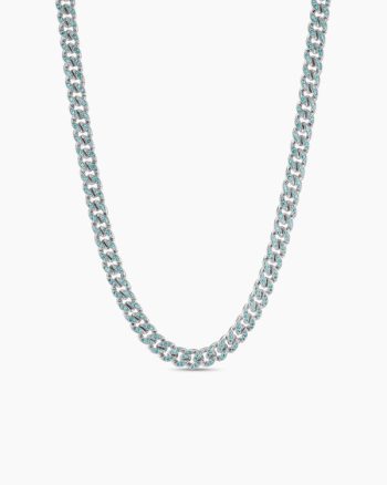 Curb Chain Necklace|18K White Gold with Paraiba Tourmalines, 8mm