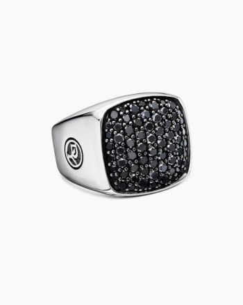 Streamline® Signet Ring|Sterling Silver with Black Diamonds, 19mm