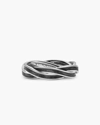 DY Helios™ Band Ring|18K White Gold with Forged Carbon, 6mm