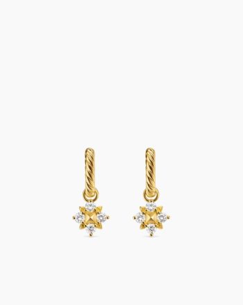 Petite Modern Renaissance® Pyramid Drop Earrings|18K Yellow Gold with Diamonds, 18.8mm
