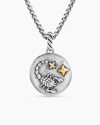 Scorpio Amulet|Sterling Silver with 18K Yellow Gold and Diamonds, 19mm