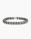 Spiritual Beads Faceted Bracelet|Sterling Silver with Pavé Black Diamonds, 8mm