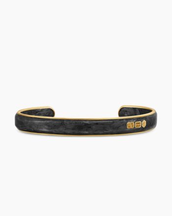 Streamline® Cuff Bracelet|18K Yellow Gold with Forged Carbon, 9mm