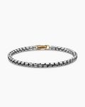DY Bel Aire Box Chain Bracelet|Sterling Silver with 14K Yellow Gold, 4mm