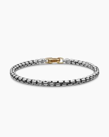 DY Bel Aire Box Chain Bracelet|Sterling Silver with 14K Yellow Gold, 4mm