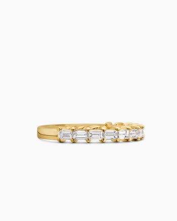DY Eden Partway Band Ring|18K Yellow Gold with Baguette Diamonds, 2mm