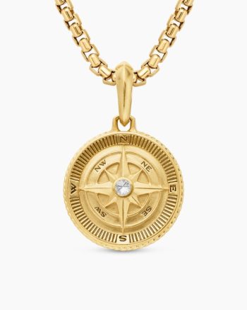Maritime® Compass Amulet|18K Yellow Gold with Center Diamond, 20mm