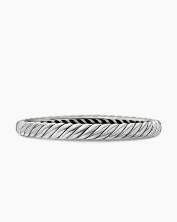 Sculpted Cable Bangle Bracelet|Sterling Silver, 7mm