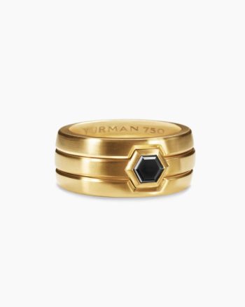 Nesting Band Ring|18K Yellow Gold with Center Black Diamond, 10mm