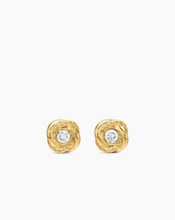 Infinity Stud Earrings|18K Yellow Gold with Diamonds, 6.8mm