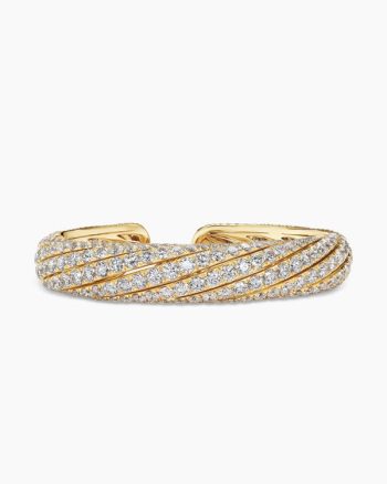 Floating Diamonds Pavé Cuff Bracelet|Yellow Gold
