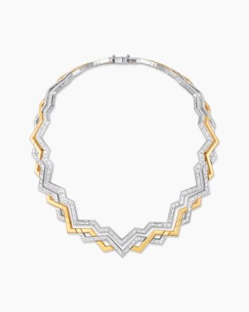 Stax Zig Zag Necklace|Gold with Diamonds