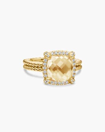 Chatelaine® Pavé Bezel Ring|18K Yellow Gold with Champagne Citrine and Diamonds, 9mm