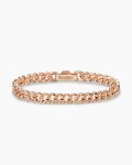 Curb Chain Bracelet|18K Rose Gold with Diamonds, 7mm