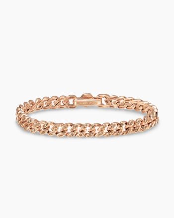 Curb Chain Bracelet|18K Rose Gold with Diamonds, 7mm