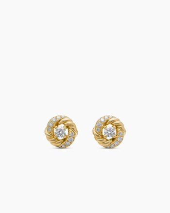 Petite Infinity Stud Earrings|18K Yellow Gold with Diamonds, 7.8mm