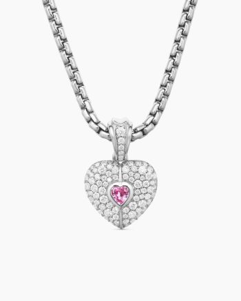 SY Heart Amulet|18K White Gold with Diamonds and Pink Sapphire, 12.8mm