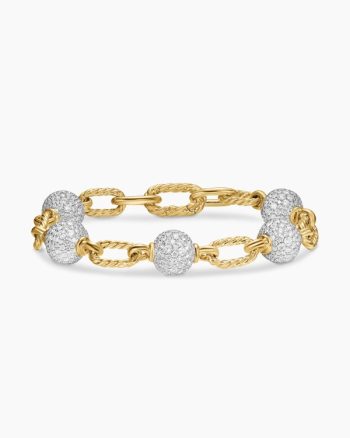 DY Madison® Pavé Bead Chain Bracelet|18K Yellow Gold with Diamonds, 8.5mm