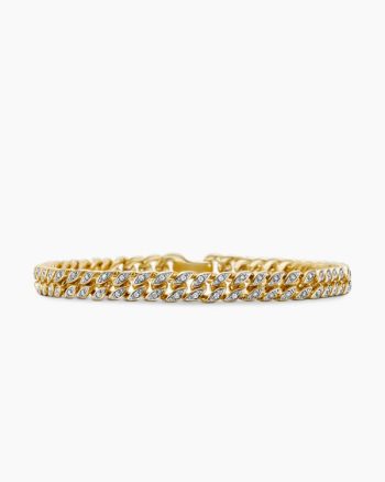 Curb Chain Bracelet|18K Yellow Gold with Diamonds, 6mm