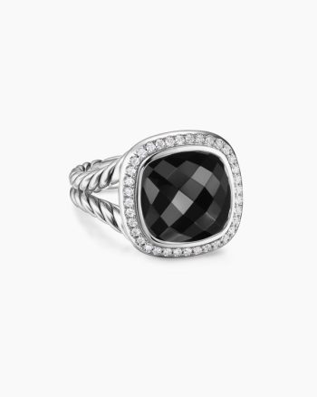 Albion® Ring|Sterling Silver with Black Onyx and Diamonds, 11mm