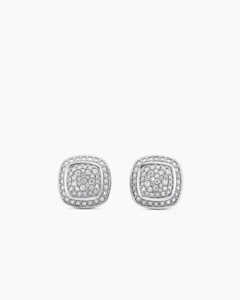 Albion® Stud Earrings|Sterling Silver with Pavé Diamonds, 7mm