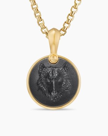 Petrvs® Wolf Amulet|18K Yellow Gold with Black Onyx, 21mm