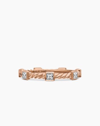 Cable Collectibles® Stations Stack Ring|18K Rose Gold with Diamonds, 2mm