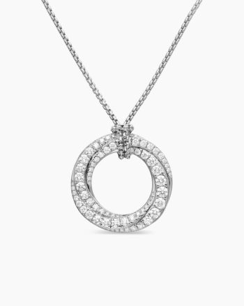 Pavé Crossover Pendant Necklace|18K White Gold with Diamonds, 21mm