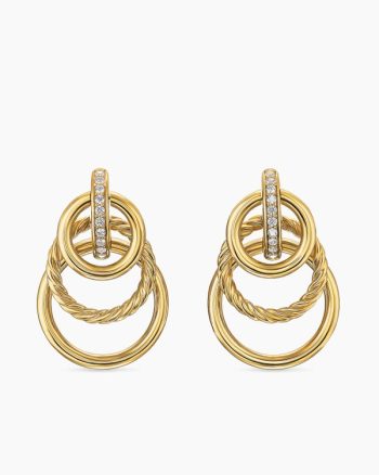 DY Mercer® Triple Ring Drop Earrings|18K Yellow Gold with Diamonds, 35.6mm
