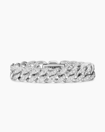 Curb Chain Bracelet|Platinum with Diamonds, 11.5mm