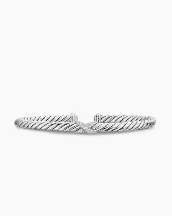 Cable Flex® X Station Bracelet|Sterling Silver with Diamonds, 4mm