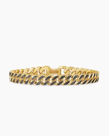 Curb Chain Bracelet|18K Yellow Gold with Forged Carbon, 8mm