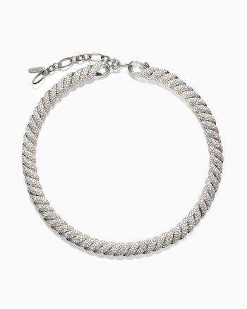 Sculpted Cable Necklace|18K White Gold with Diamonds, 8.5mm