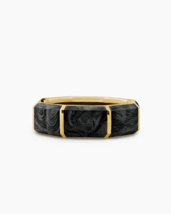 Forged Carbon Faceted Band Ring|18K Yellow Gold, 8mm