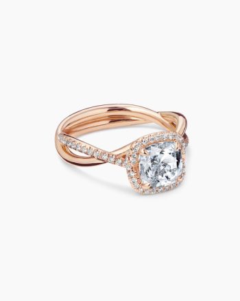 DY Infinity Half Pavé Halo Engagement Ring|18K Rose Gold, Cushion Cut