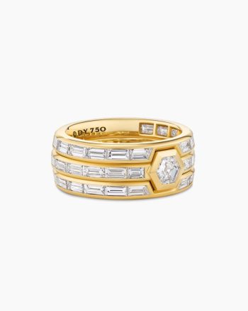 Men's Hex Stack Ring|Yellow Gold with Diamonds