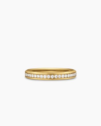 Beveled Band Ring|18K Yellow Gold with Diamonds, 3.5mm