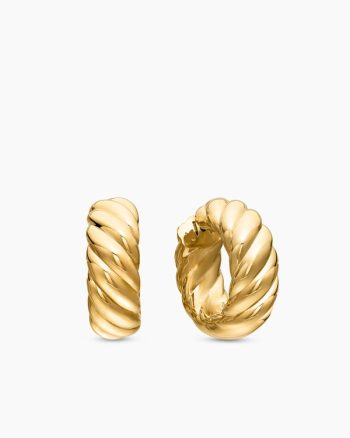 Sculpted Cable Hoop Earrings|18K Yellow Gold, 25mm