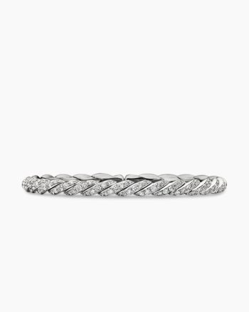 Sculpted Cable Flex Bracelet|18K White Gold with Diamonds, 5mm