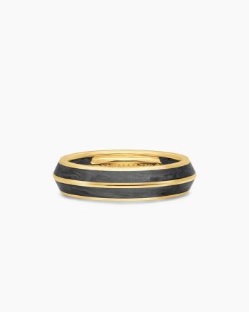Knife Edge Band Ring|18K Yellow Gold with Forged Carbon, 6mm