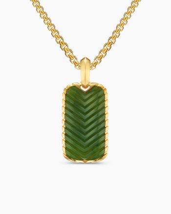 Chevron Tag|18K Yellow Gold with Nephrite Jade, 27mm
