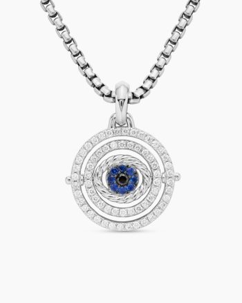 Evil Eye Mobile Amulet|18K White Gold with Pavé Blue Sapphires and Diamonds, 20.5mm