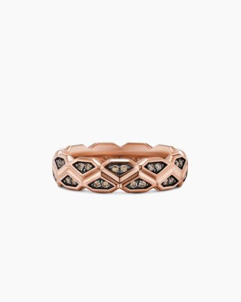 Hex Band Ring|18K Rose Gold with Cognac Diamonds, 6mm
